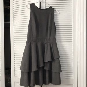 Gray ruffled career dress